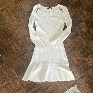 Zara White Mini Dress with Button Accents